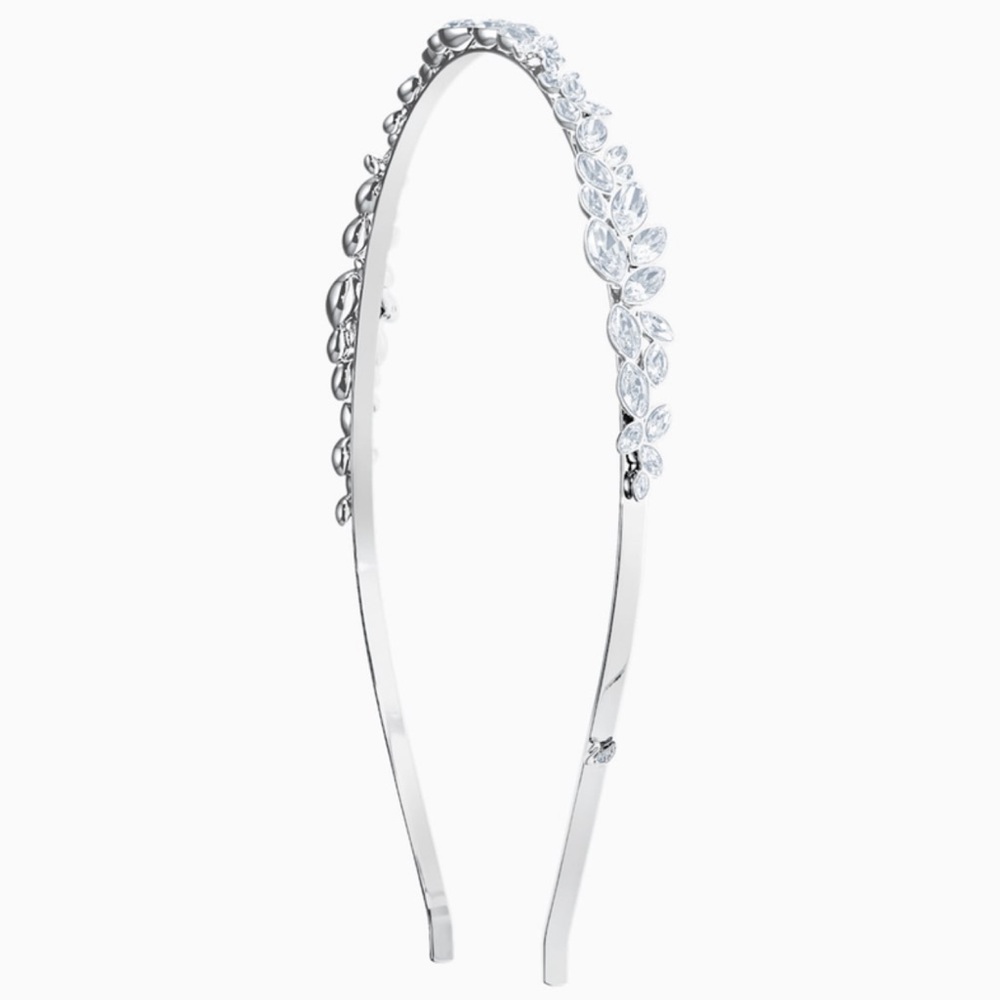 Swarovski Louison Headband, White, Rhodium plating, Crystals.